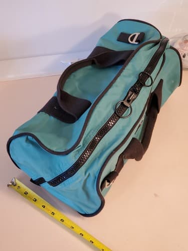 Vintage 80s LANDS' END LIGHTHOUSE 18" Heavy Canvas Duffle Bag green Prem YKK zip - Thumbnail 4