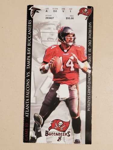 2003 NFL Tampa Bay Bucs Ticket Stub Dec 20, 2003 v Atlanta Falcons. BRAD JOHNSON - Thumbnail 4