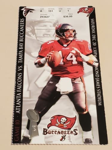 2003 NFL Tampa Bay Bucs Ticket Stub Dec 20, 2003 v Atlanta Falcons. BRAD JOHNSON - Thumbnail 8