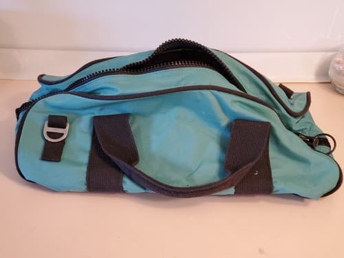 Vintage 80s LANDS' END LIGHTHOUSE 18" Heavy Canvas Duffle Bag green Prem YKK zip - Thumbnail 2