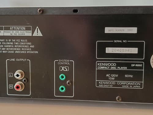 Kenwood DP-R892 5 CD Carousel Compact Disc Player. PARTS REPAIR, SOLD AS IS. - Thumbnail 10