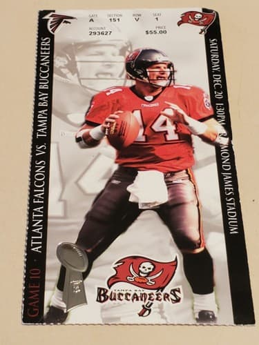 2003 NFL Tampa Bay Bucs Ticket Stub Dec 20, 2003 v Atlanta Falcons. BRAD JOHNSON - Thumbnail 12