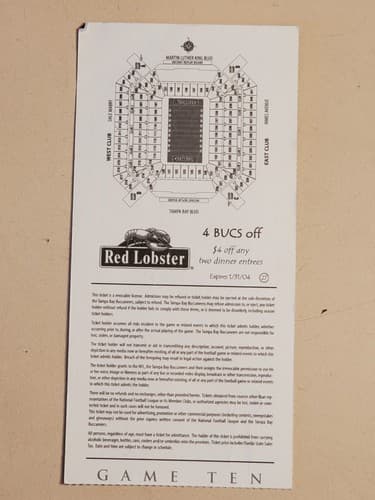 2003 NFL Tampa Bay Bucs Ticket Stub Dec 20, 2003 v Atlanta Falcons. BRAD JOHNSON - Thumbnail 2