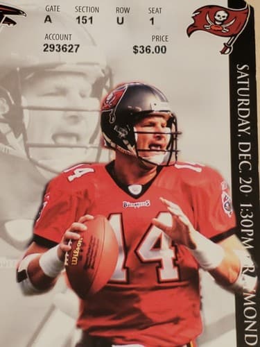 2003 NFL Tampa Bay Bucs Ticket Stub Dec 20, 2003 v Atlanta Falcons. BRAD JOHNSON - Thumbnail 9