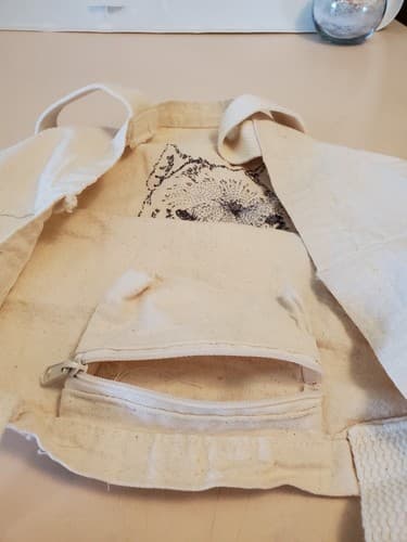 SCHNAUZER Tote Bag, white. 18×12" canvas bag w embroidered dog, zipper pocket - Thumbnail 5