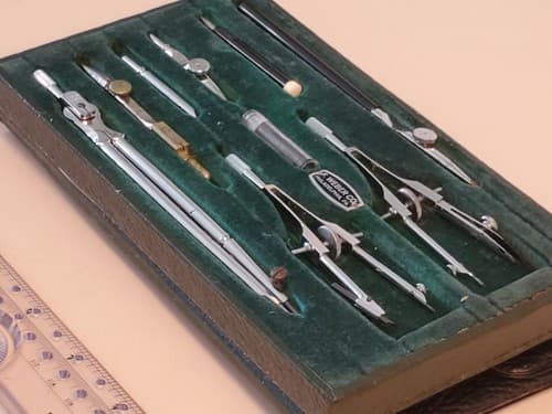 Drafting Tools LOT OF TWO. 1. F. Weber Co Vintage Set 9 items + Roll-O-Ruler 12" - Thumbnail 6