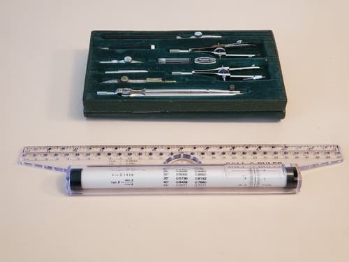 Drafting Tools LOT OF TWO. 1. F. Weber Co Vintage Set 9 items + Roll-O-Ruler 12" - Thumbnail 9