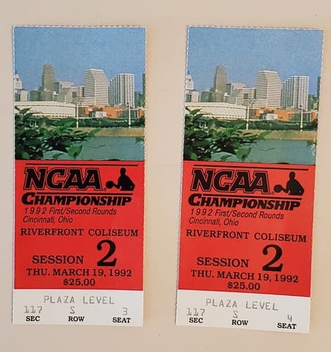 1992 NCAA Basketball Championships TICKET 1st/2nd Rnd Cinci Mar 19 1992. 2 Avail - Thumbnail 2