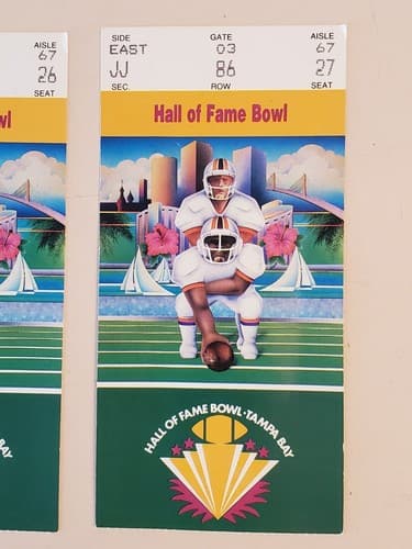1990 NCAA Football Hall Of Fame Bowl TICKET STUB Ohio St v Auburn. TWO Available - Thumbnail 7