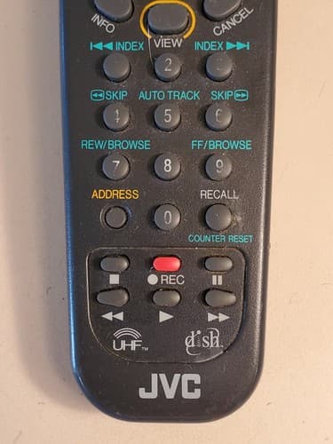 JVC Remote Control Model DKNAMTX UHF Dish Network Satellite. Tested works. Used - Thumbnail 5