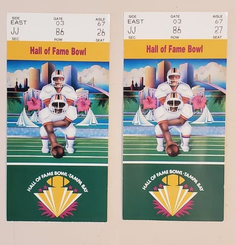 1990 NCAA Football Hall Of Fame Bowl TICKET STUB Ohio St v Auburn. TWO Available - Thumbnail 2