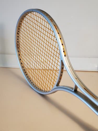 Vintage 'SR' Steel Tennis Racket,, silver. Model #6-12022. 4 3/8" grip, 25" leng - Thumbnail 13