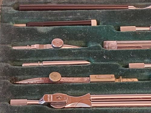Drafting Tools LOT OF TWO. 1. F. Weber Co Vintage Set 9 items + Roll-O-Ruler 12" - Thumbnail 10
