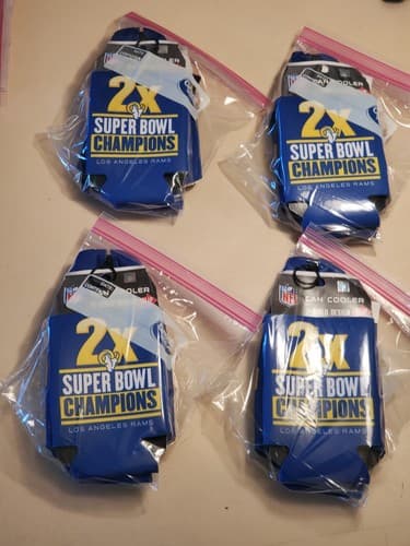 2022 NFL SUPER BOWL LVI (56) Champs Los Angeles Rams 12oz Koozie Cooler LOT of 3 - Thumbnail 9