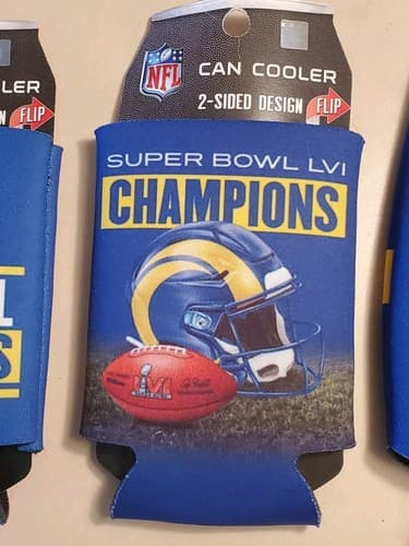 2022 NFL SUPER BOWL LVI (56) Champs Los Angeles Rams 12oz Koozie Cooler LOT of 3 - Thumbnail 6