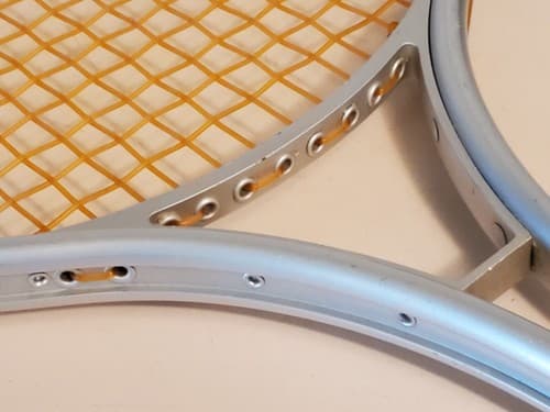 Vintage 'SR' Steel Tennis Racket,, silver. Model #6-12022. 4 3/8" grip, 25" leng - Thumbnail 4