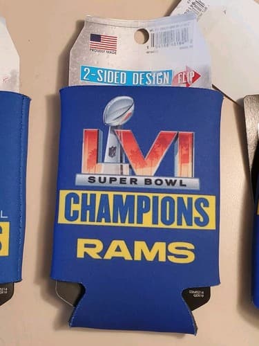 2022 NFL SUPER BOWL LVI (56) Champs Los Angeles Rams 12oz Koozie Cooler LOT of 3 - Thumbnail 5