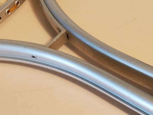 Vintage 'SR' Steel Tennis Racket,, silver. Model #6-12022. 4 3/8" grip, 25" leng - Thumbnail 9