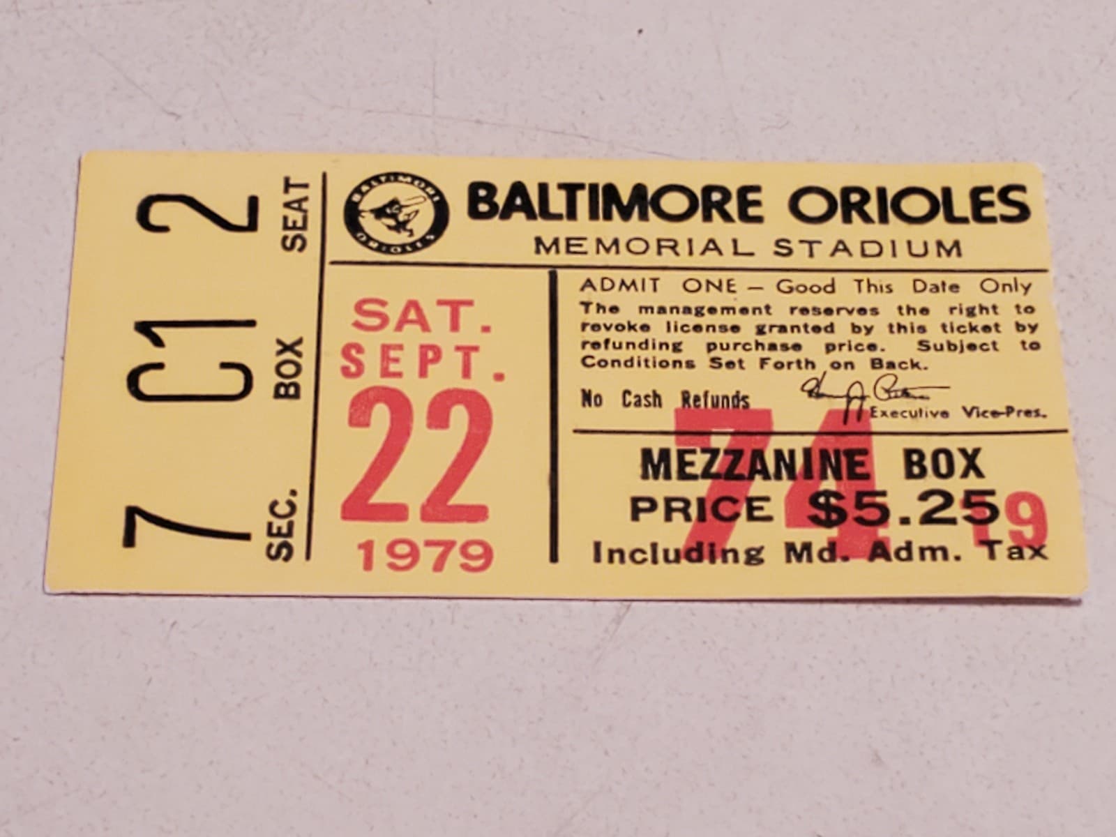 1979 MLB Baltimore Orioles Ticket Stub SEP 22 1979 v Cleveland Indians (3-7L) - Thumbnail 7