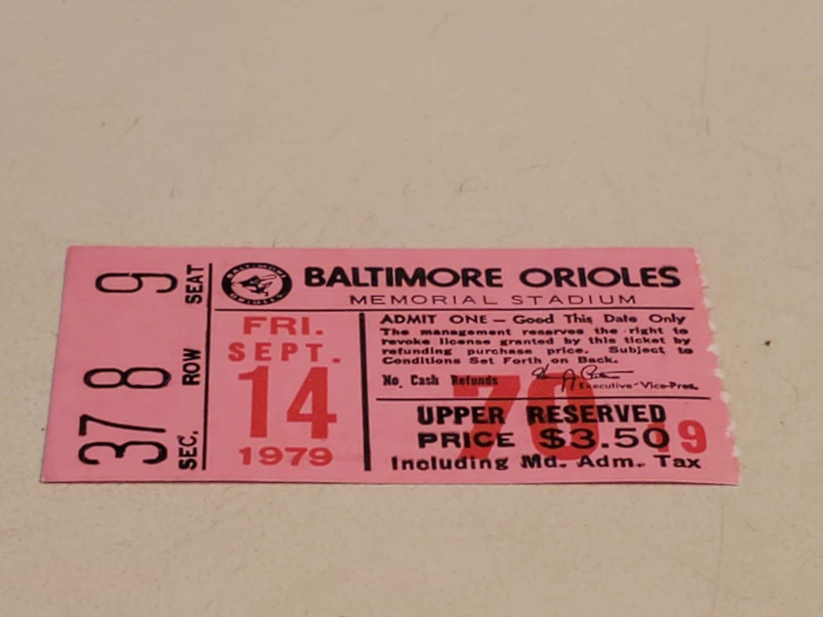 1979 MLB Baltimore Orioles Ticket Stub SEP 14 1979 v Boston Red Sox (5-3W) - Thumbnail 7
