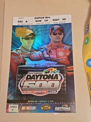 2006 NASCAR Daytona 500 Ticket Stub w Lanyard Sun Feb 19 2006 Jimmie Johnson win - Thumbnail 2