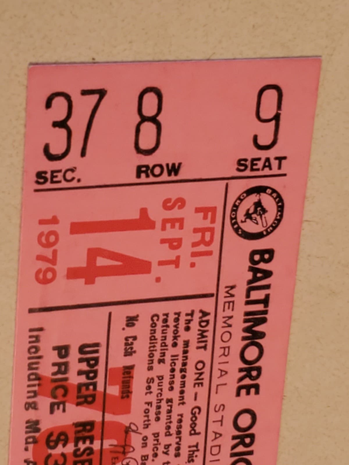 1979 MLB Baltimore Orioles Ticket Stub SEP 14 1979 v Boston Red Sox (5-3W) - Thumbnail 5