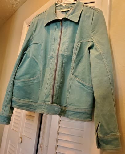 Orvis Womens Denim Jacket. Seafoam Green / Blue. Zipper front, lightweight denim - Thumbnail 3