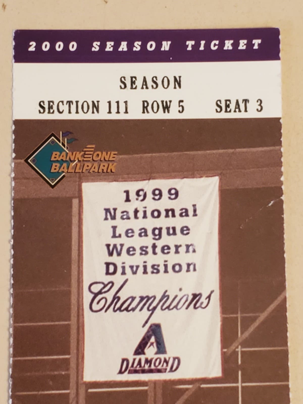 2000 MLB Arizona Diamondbacks Ticket Stub JUN 19 2000 v San Diego Padres (3-2W) - Thumbnail 5