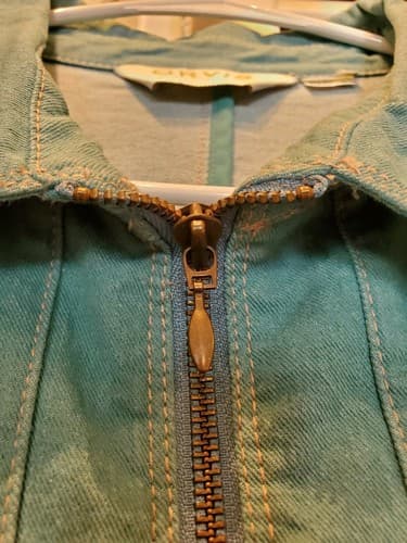 Orvis Womens Denim Jacket. Seafoam Green / Blue. Zipper front, lightweight denim - Thumbnail 5