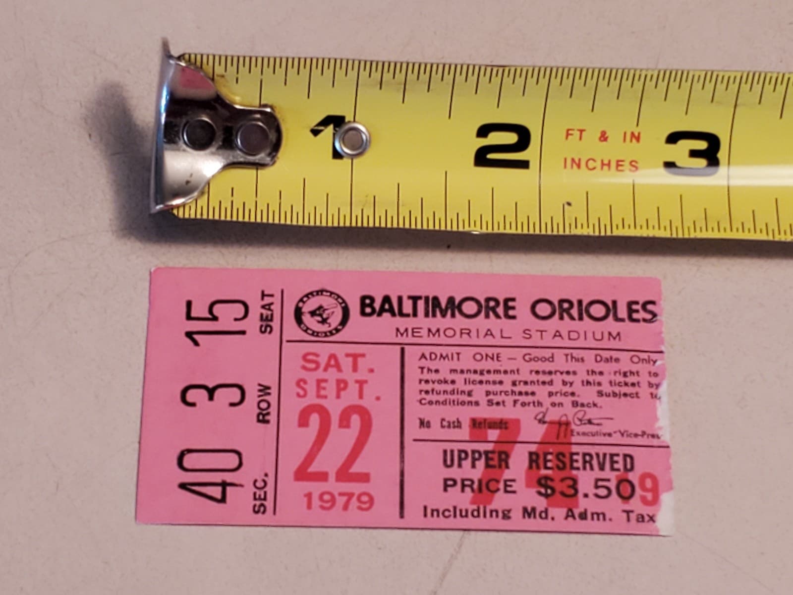 1979 MLB Baltimore Orioles Ticket Stub SEP 22 1979 v Cleveland Indians (3-7L) - Thumbnail 6