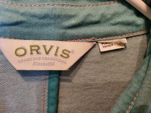Orvis Womens Denim Jacket. Seafoam Green / Blue. Zipper front, lightweight denim - Thumbnail 6