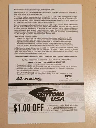 2006 NASCAR Daytona 500 Ticket Stub w Lanyard Sun Feb 19 2006 Jimmie Johnson win - Thumbnail 3