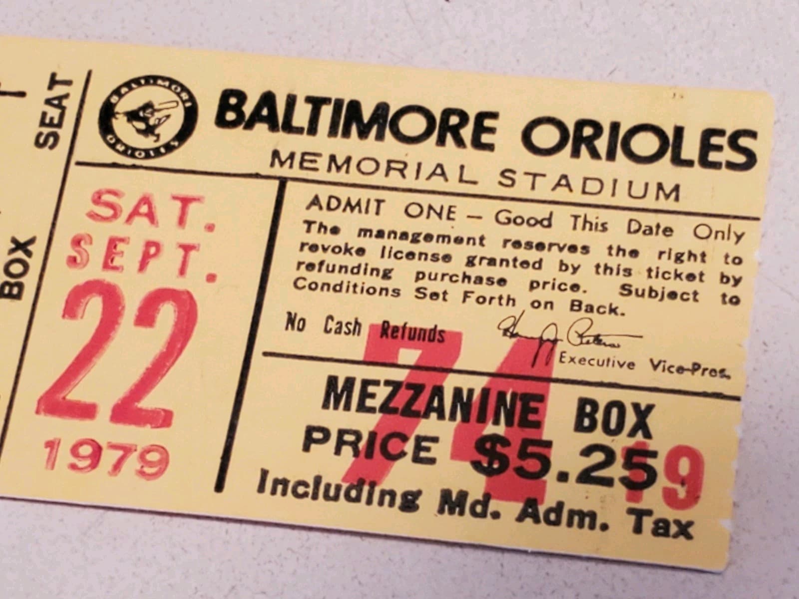 1979 MLB Baltimore Orioles Ticket Stub SEP 22 1979 v Cleveland Indians (3-7L) - Thumbnail 4