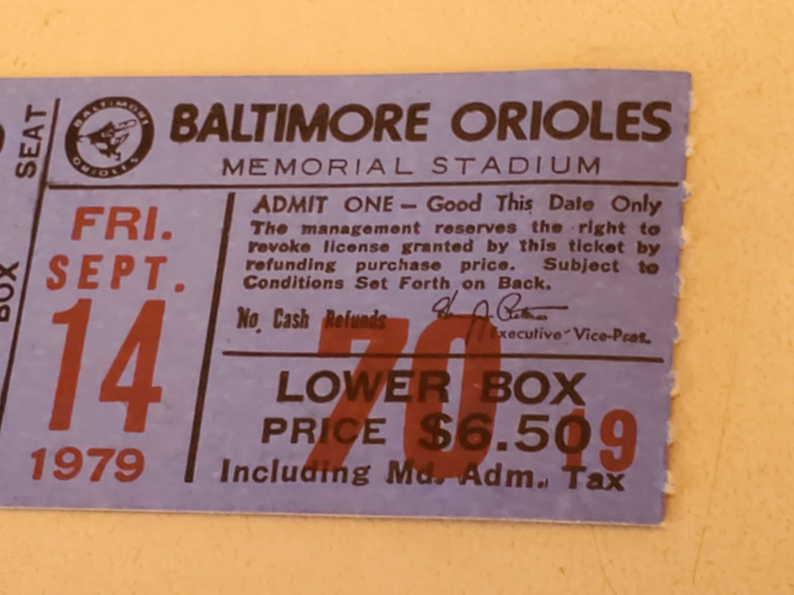 1979 MLB Baltimore Orioles Ticket Stub SEP 14 1979 v Boston Red Sox (5-3W) - Thumbnail 5