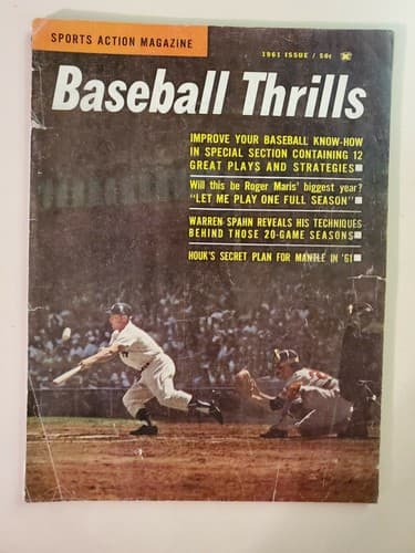 Sports Action Baseball Thrills magazine, 1961. Mickey Mantle, NY Yankees. VG/EX - Image 1