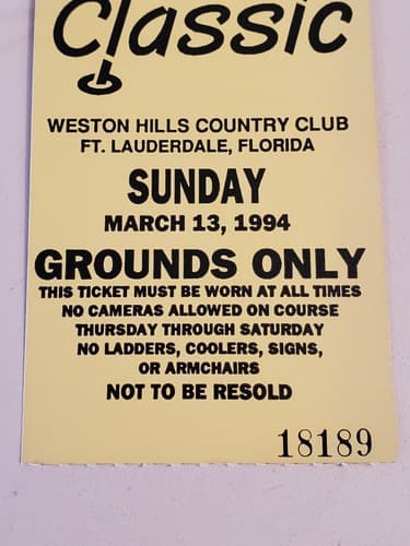 1994 PGA The Honda Classic Golf TICKET. Mar 13 1994 Weston Hills CC Ft Laud FL - Thumbnail 4