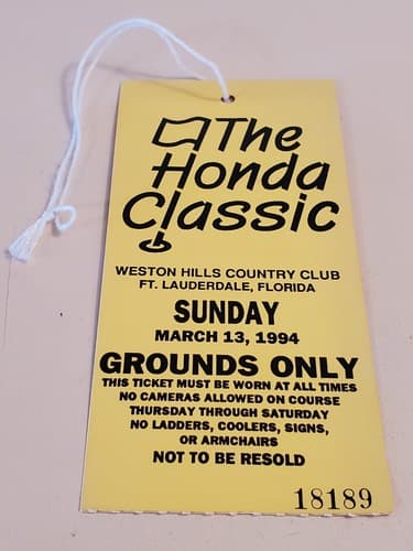 1994 PGA The Honda Classic Golf TICKET. Mar 13 1994 Weston Hills CC Ft Laud FL - Thumbnail 5