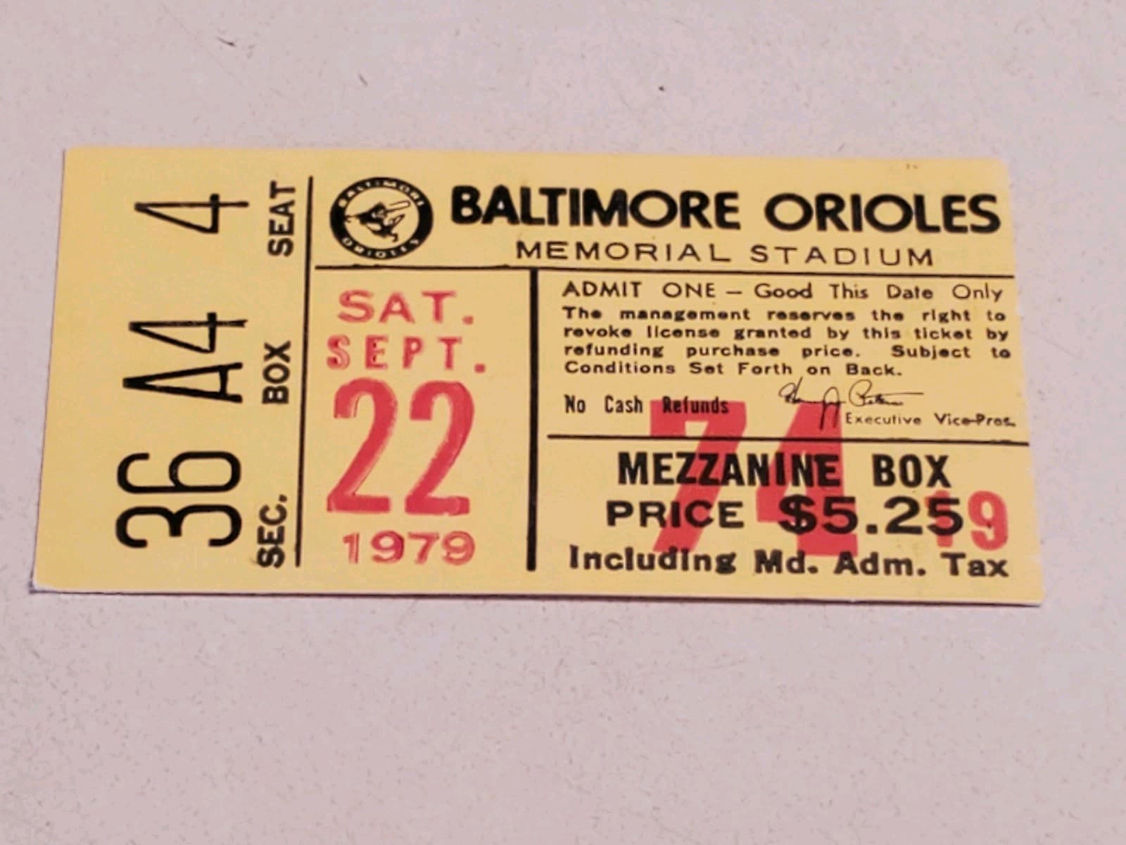 1979 MLB Baltimore Orioles Ticket Stub SEP 22 1979 v Cleveland Indians (3-7L) - Thumbnail 7