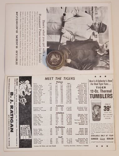1966 MLB Detroit Tigers Official Scorebook at Tiger Stadium Unscored-Cleveland - Thumbnail 5