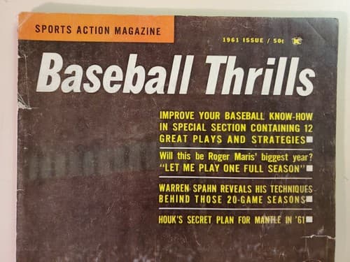 Sports Action Baseball Thrills magazine, 1961. Mickey Mantle, NY Yankees. VG/EX - Thumbnail 2