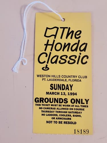 1994 PGA The Honda Classic Golf TICKET. Mar 13 1994 Weston Hills CC Ft Laud FL - Image 1