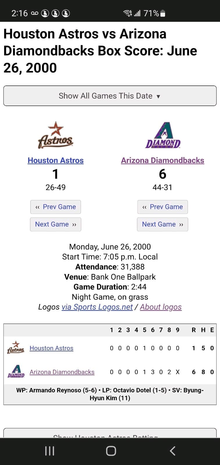 2000 MLB Arizona Diamondbacks AUTOGRAPH Ticket Stub JUN 26 2000 v Houston Astros - Thumbnail 4