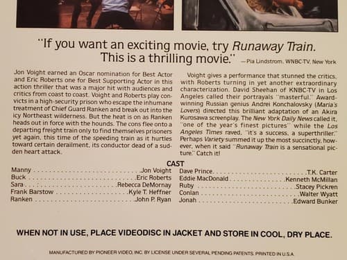 Laserdisc Movie - Runaway Train - Jon Voight - TWO DISCS. Used, excellent cond - Thumbnail 9