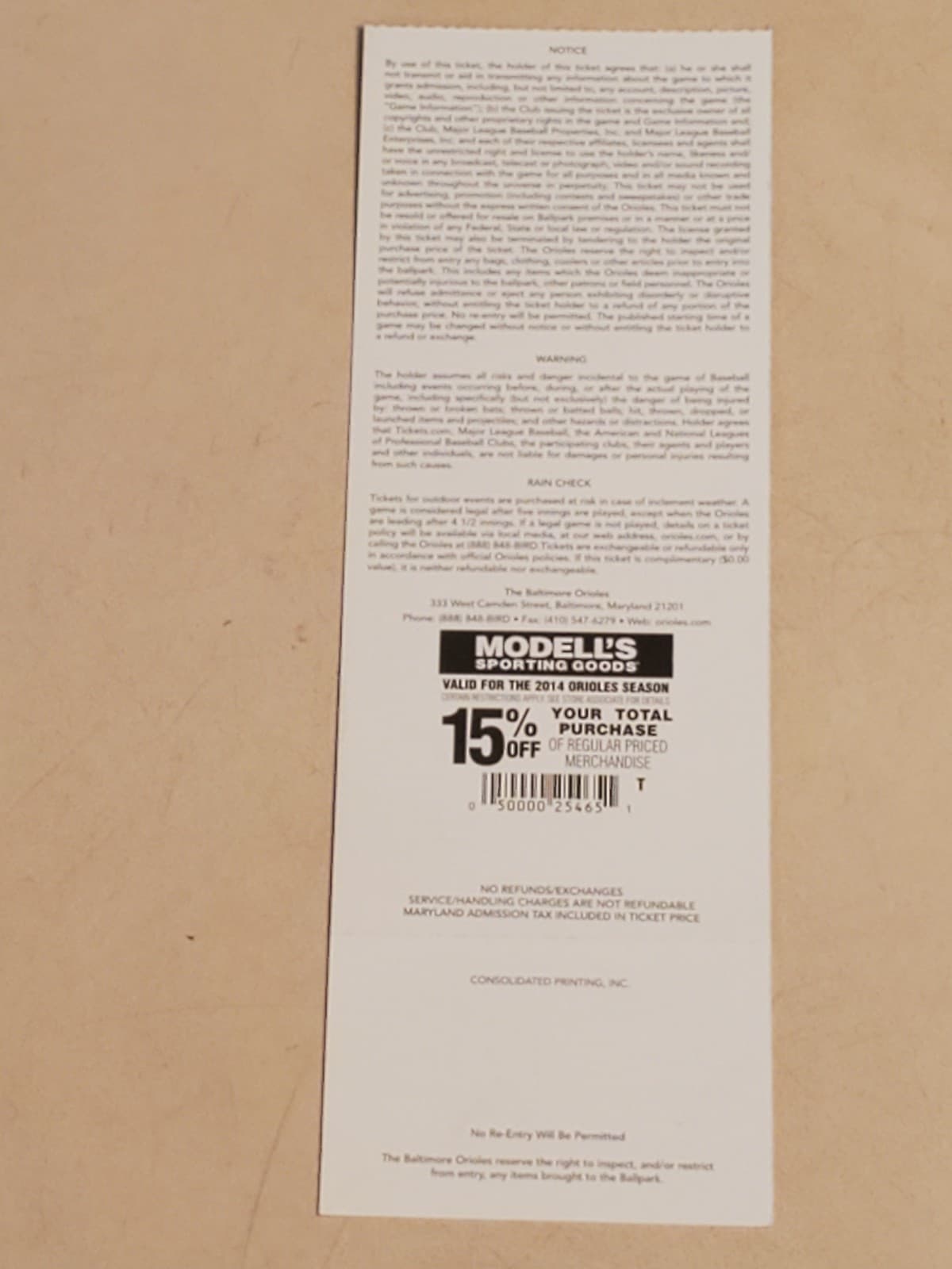 2014 MLB Baltimore Orioles Ticket Stub AUG 12 2014 v New York Yankees POSTPONED - Thumbnail 2