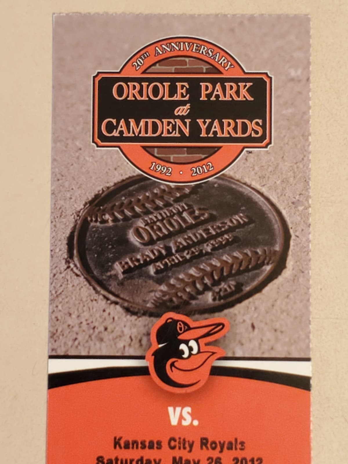 2012 MLB Baltimore Orioles Ticket Stub MAY 26 2012 v Kansas City Royals (3-4L) - Thumbnail 4