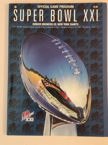 NFL Super Bowl XXI (21-1987) Official Program. Denver Broncos v New York Giants.