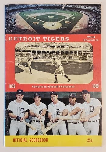 1969 MLB Detroit Tigers Official Scorebook at Tiger Stadium. Unscored v Balt