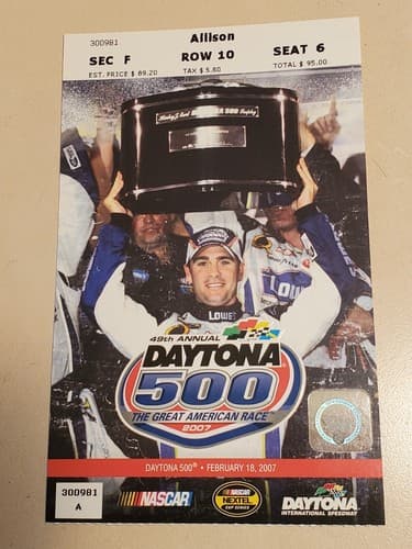 2007 NASCAR Daytona 500 Ticket Stub w Lanyard Sun Feb 18, 2007 Kevin Harvick win - Thumbnail 2