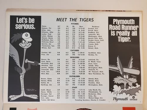 1969 MLB Detroit Tigers Official Scorebook at Tiger Stadium. Unscored v Balt - Thumbnail 7