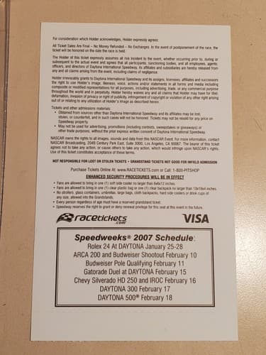 2007 NASCAR Daytona 500 Ticket Stub w Lanyard Sun Feb 18, 2007 Kevin Harvick win - Thumbnail 3